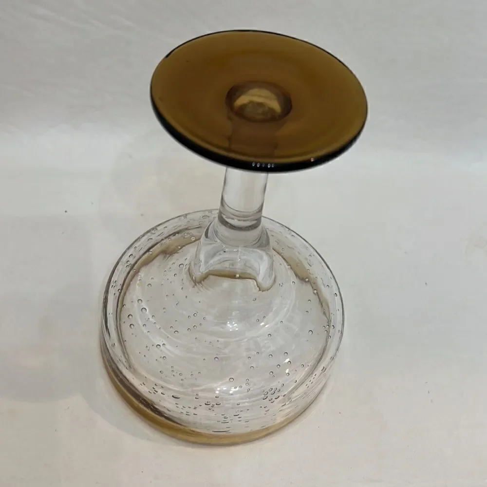 Margarita Glass 12 Ounce Hand Blown Bubble Mexican Heavy Bar Ware Set 3 Green